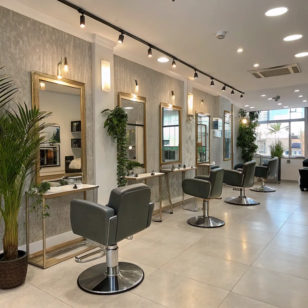 Modern interior of Elegant Styles Hair Salon showcasing styling stations and a welcoming atmosphere